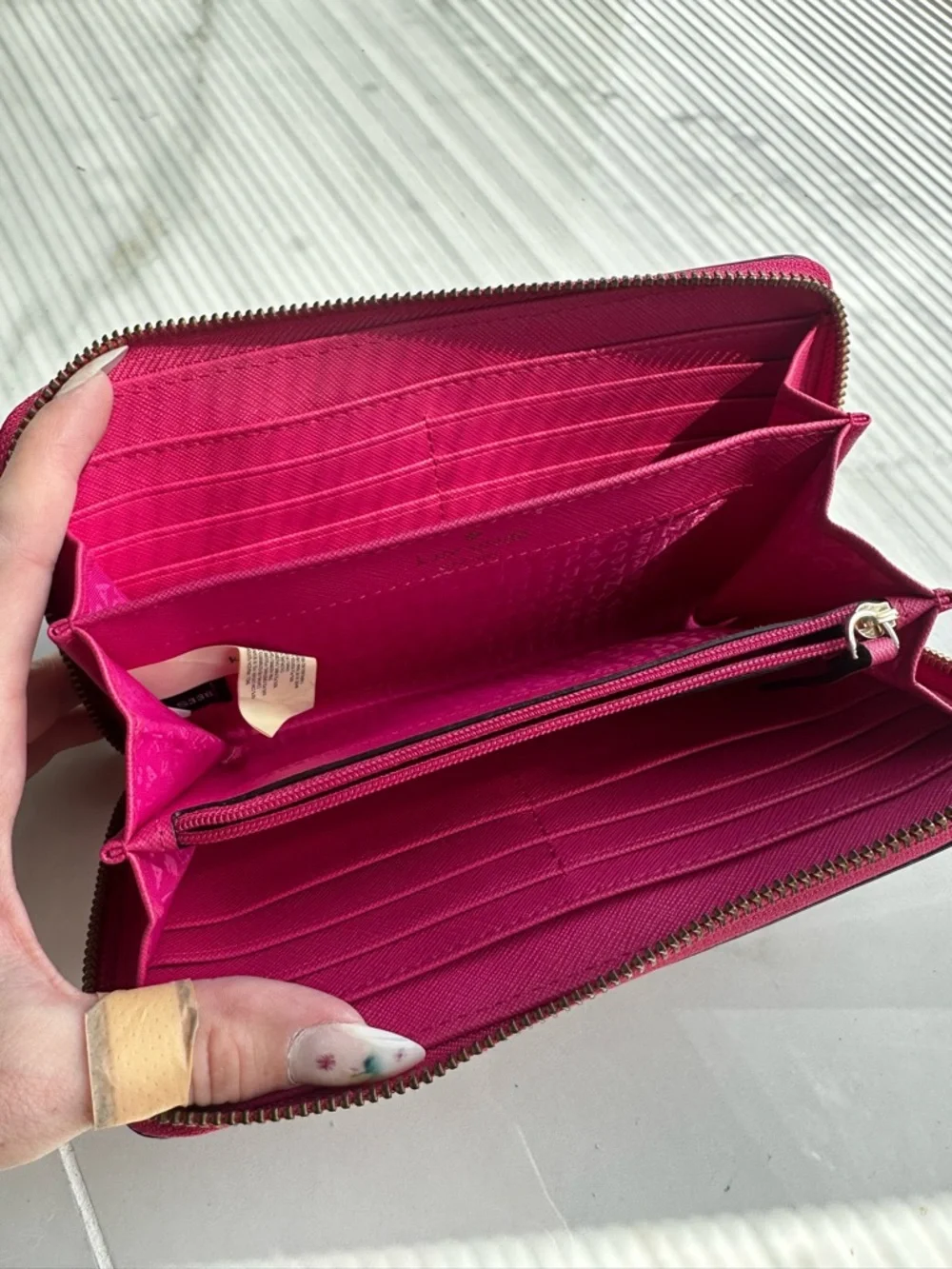 Kate Spade Hot Bright Pink Saffiano Zip Around Wallet Wristlet